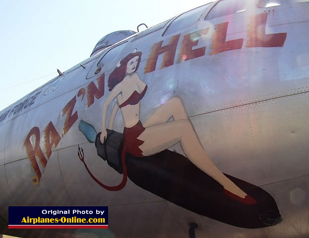 Nose art on B-29A "Raz'n Hell"