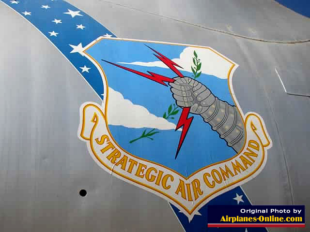 The shield of the Strategic Air Command, painted on the RB-36H Peacemaker at the Castle Air Museum in California