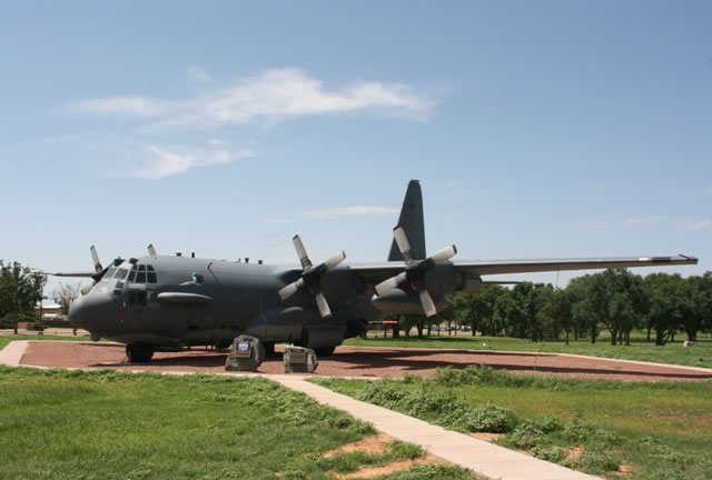 AC-130H Spectre Gunship, S/N 69-6572, on display at Cannon Air Force Base, Clovis, New Mexico
