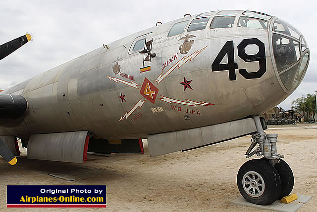 Right nose view of the B-29 Superfortress S/N 44-61669 painted for the 4th Marine Division
