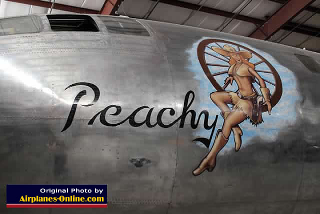 Nose art on B-29 Superfortress "Peachy"  in Colorado