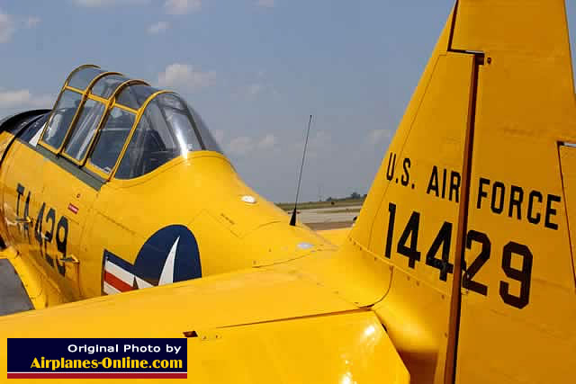 North American T-6 Texan, S/N 51-14429, TA-429, N729AM, parked at Pounds Regional Airport, Tyler Texas, for the 2013 Thunder over Cedar Creek Air Show