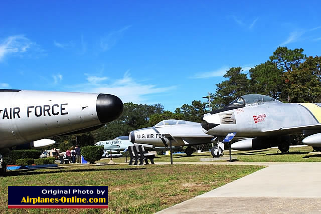U.S. Air Force jet fighters in the outside display area near Eglin AFB, Florida