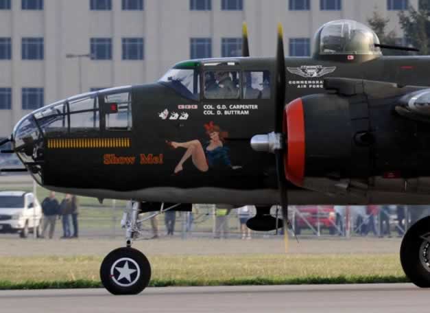 Nose art on B-25 Mitchell "Show Me!"