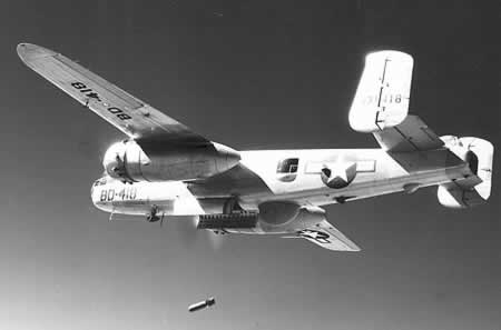 B-25J Mitchell, S/N 44-31418, showing Buzz Number BD-418 on front fuselage and under left wing