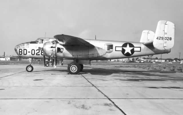 B-25J Mitchell, S/N 44-29028, showing Buzz Number BD-028