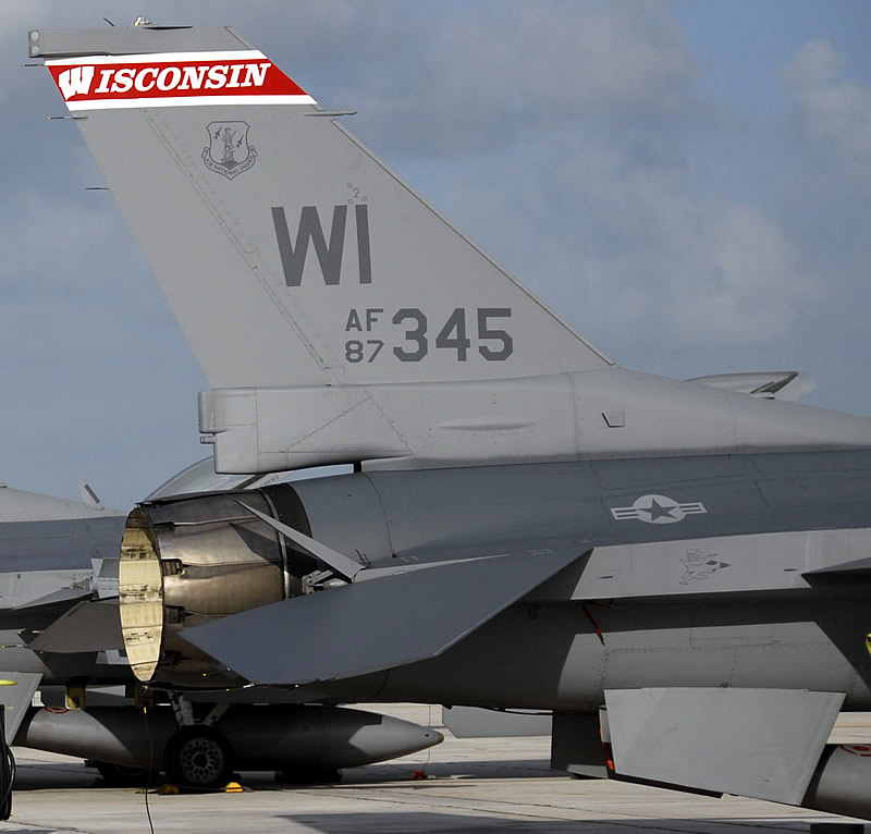 F-16 Fighting Falcon, 87-345, of the Wisconsin Air Guard with Tail Code WI (Wisconsin ANG)