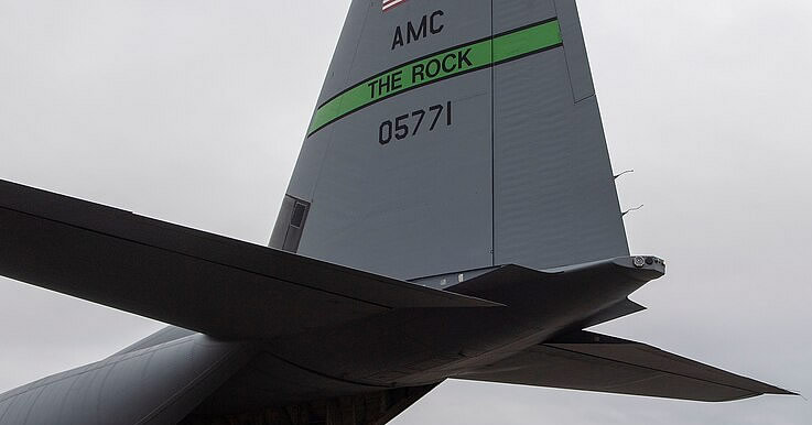 USAF C-130J Hercules, 05771, of the Air Mobility Command (AMC) from Little Rock AFB ... "The Rock"