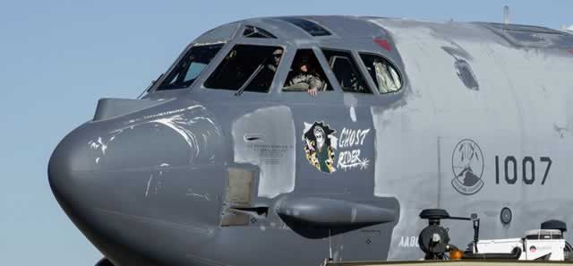 B-52H Strtofortress "Ghost Rider" S/N 61-1007, nose view, during regeneration at Davis-Monthan AFB in Tucson, Arizona