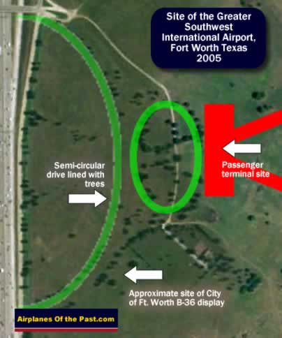 Map of the site of the passenger terminal at the Greater Southwest International Airport, Amon Carter Field, Fort Worth Texas, as seen in 2005