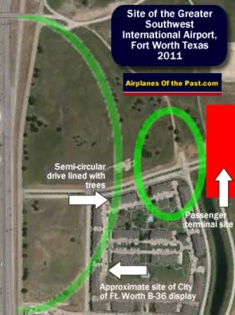 Map of the site of the passenger terminal at the Greater Southwest International Airport, Amon Carter Field, Fort Worth Texas, as seen in 2011