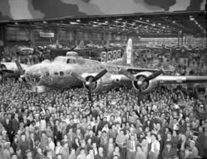 The 5,000th B-17 rolls out of the assembly plant
