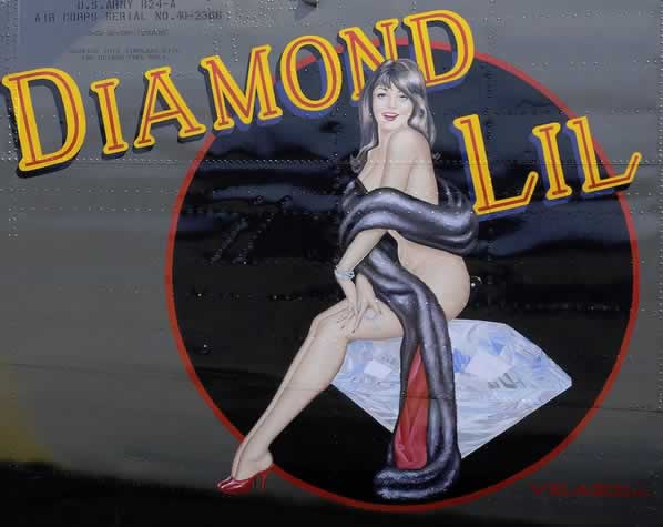 Nose art on B-24 Liberator "Diamond Lil" of the Commemorative Air Force 