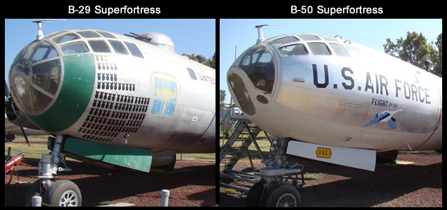 Comparison of the B-29 and B-50 cockpit and nose arrangement and design