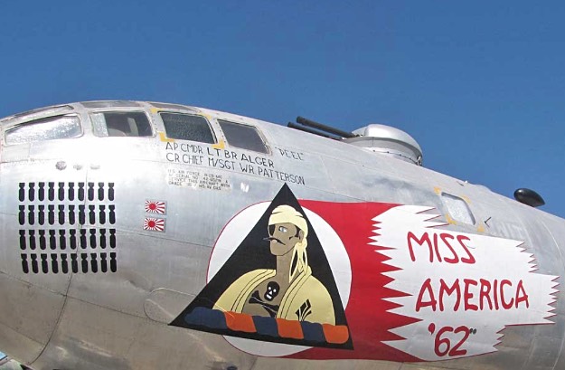 Nose art on the Boeing B-29 Superfortress "Miss America 62"