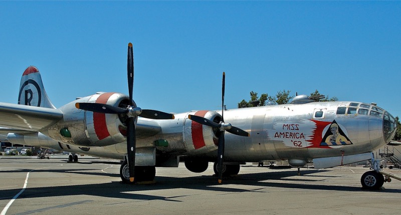 Left right fuselage view of Boeing B-29A Superfortress "Miss America 62" at Travis AFB, California