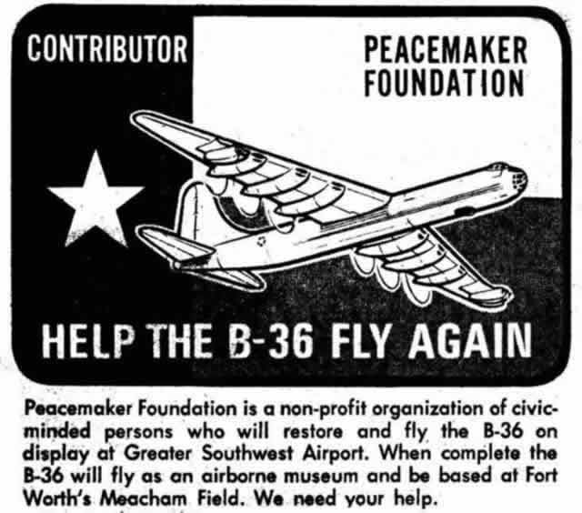 B-36 Peacemaker Foundation project to make the B-36 fly again