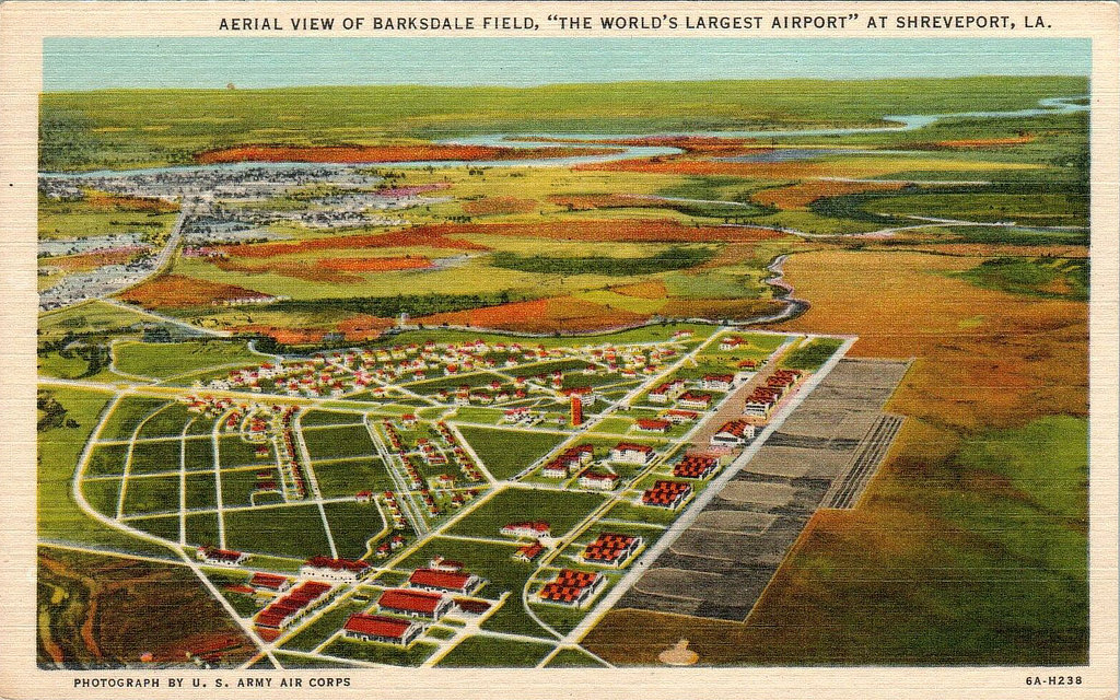 Aerial View of "The World's Largest Airport" ... Barksdale Field, Shreveport-Bossier City Louisiana