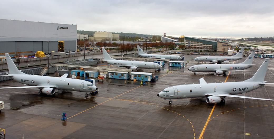 Poseidon P-8s at the Boeing plant