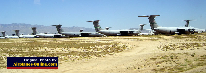 C-141 Starlifters in storage at the Davis-Monthan AFB AMARG facility in Tucson, Arizona