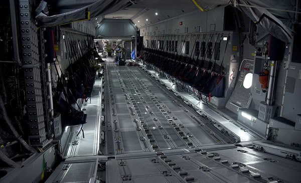 Cargo space inside an Airbus A400M Atlas