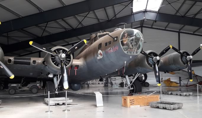 B-17G Flying Fortress "The Pink Lady" on display at the Salis Flying Museum, La Ferté Alais, Franc
