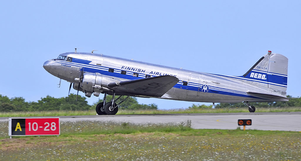 Built as Douglas DC-3A-453, C/N 6346, "Air Veteran", Registration OH-LCH, is operated by the DC Association in Helsinki, Finland. 