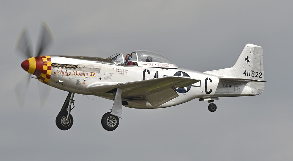 P-51D Mustang, Registration F-AZSB, in flight over Rochefort, France