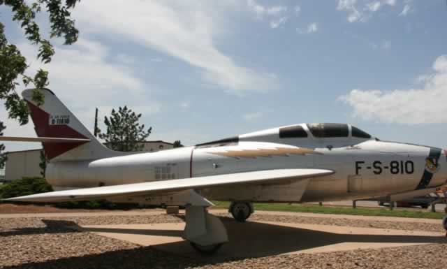 Republic Aviation F-84F S/N 51-1810, Buzz Number FS-810, on display at Cannon Air Force Base