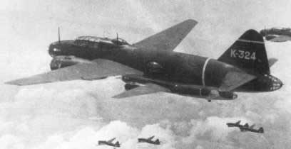 Mitsubishi G4M bombers in flight