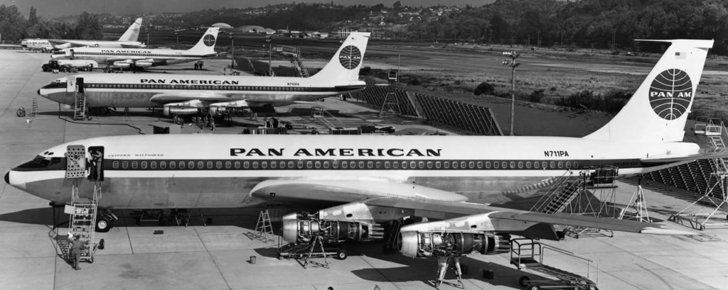 Boeing 707-121 jetliners prior to delivery to Pan American in 1958