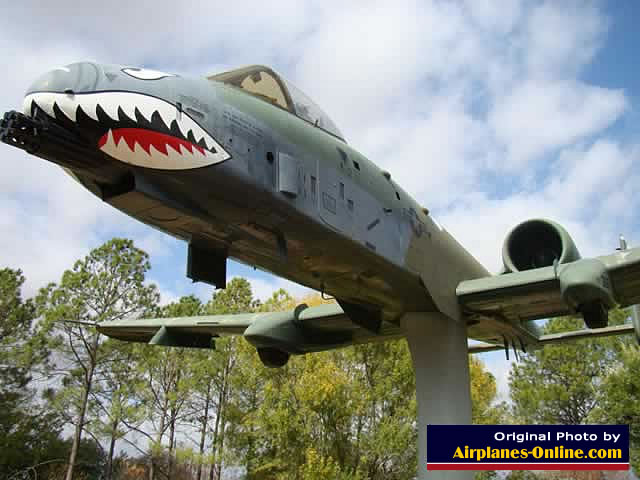 A-10A Warthog S/N 73-0667 in "Flying Tigers" paint scheme on static display at the closed England AFB