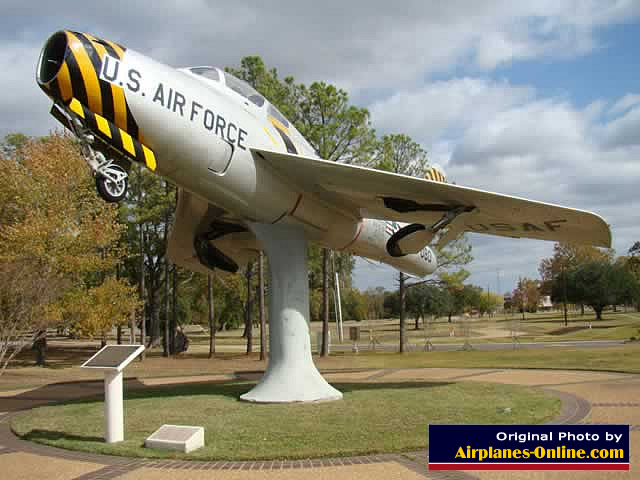 F-84F Thunderstreak S/N 52-7080 on static display in Alexandria, Louisiana at the closed England AFB