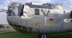 B-24J Liberator S/N 44-48781 at the Barksdale Air Force Base 8th Air Force Museum in Bossier City, Louisiana painted as "Laden Maiden"