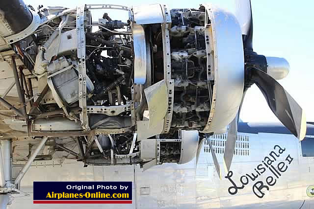 Close-up photo of a right B-24J Liberator engine 