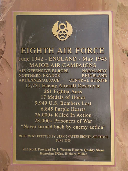 Eighth Air Force Major Air Campaigns ... plaque at Hill AFB