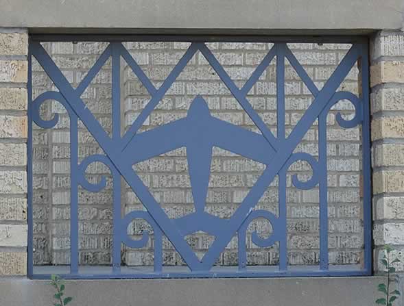 Detail view of iron work on the former Wichita Municipal Airport building