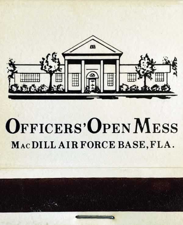 MacDill AFB Officers Open Mess ... vintage matchbook cover
