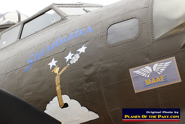 Nose art on the B-17G Flying Fortress "Starduster" at the March Field Air Museum in California