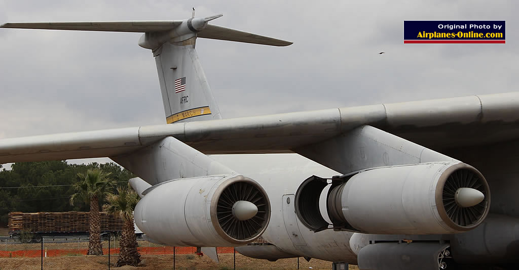 Close-up view of engines and tail of the C-141B Starlifter, S/N 65-0257 of the U.S. Air Force