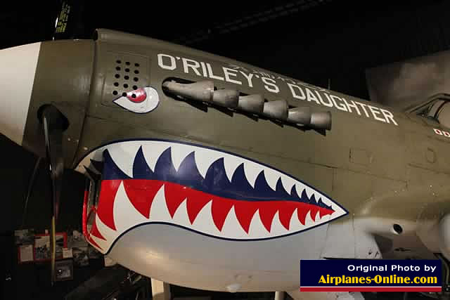 Nose art on Curtiss P-40N Warhawk "O'Riley's Daughter"