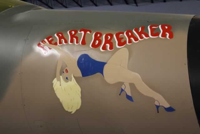 Nose art on F-111E Aardvark "Heart Breaker", S/N 68-055, Warner-Robins, Georgia