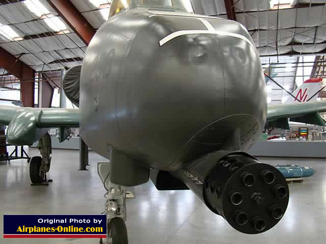 Front cannon on the Fairchild A-10A Thunderbolt II