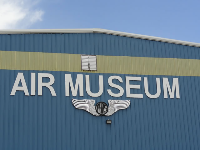 Exterior view of one of the aircraft hangars at the Pueblo Weisbrod Aircraft Museum in Colorado