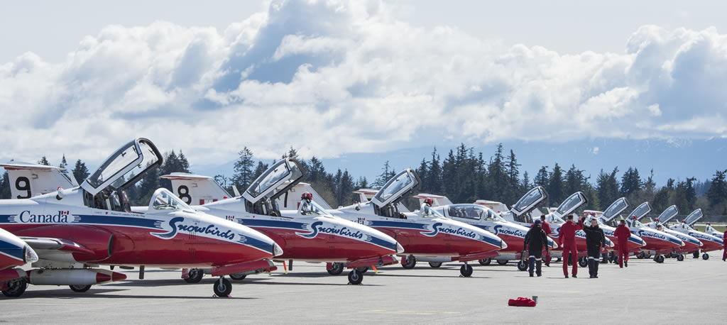 Snowbirds of the Royal Canadian Air Force preparing for another air show