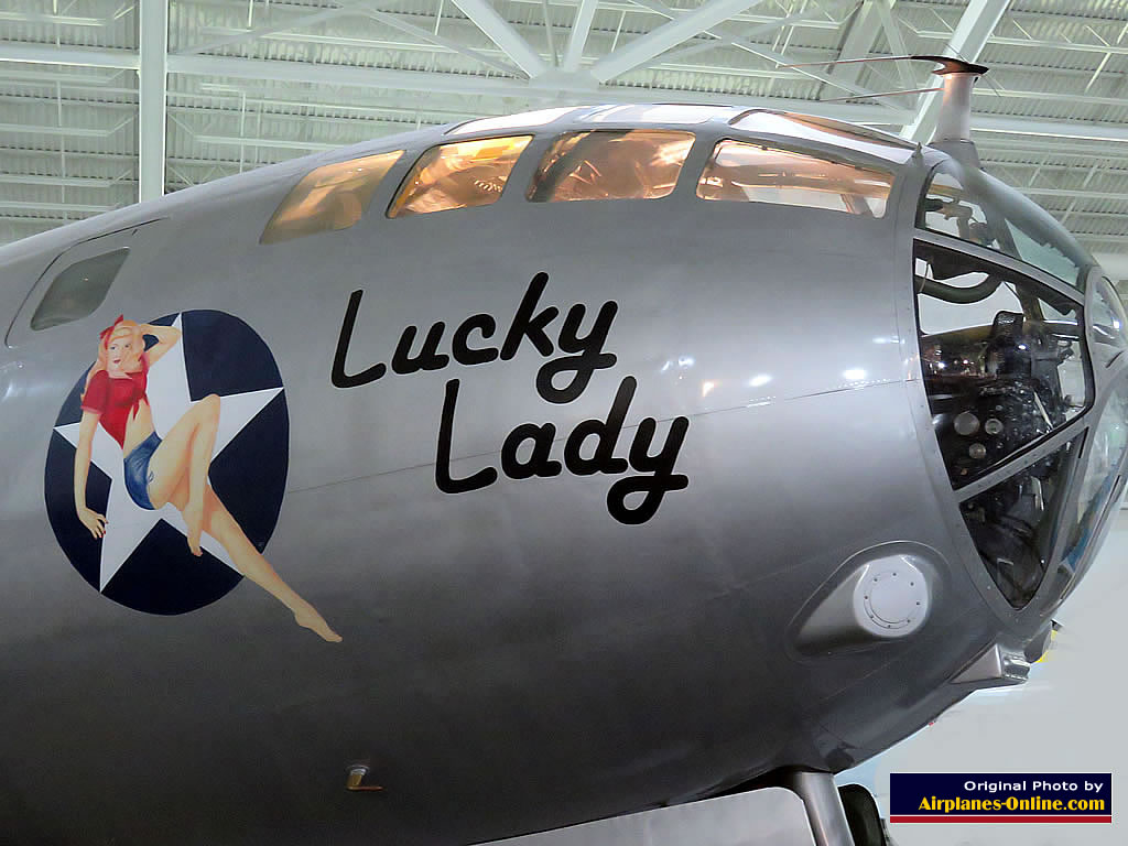 View of the nose and cockpit area of B-29TB Superfortress "Lucky Lady", S/N 44-84076