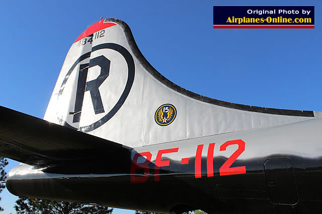 Close-up view of the tail section of the B-29 Superfortress "Legal Eagle II", S/N 484112