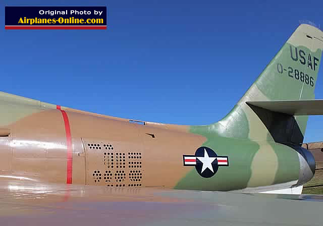 Tail section of U.S. Air Force F-84F Thunderstreak, S/N 0-28886