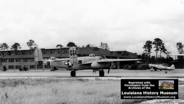 B-25 Mitchell on apron at Seymour Johnson Field in WWII