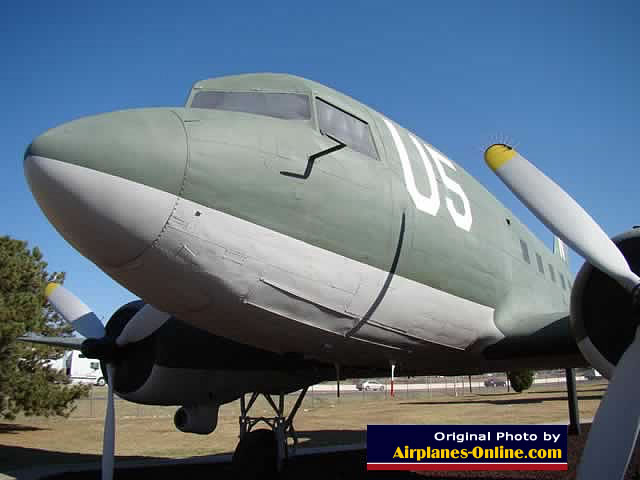 A surviving C-47 Skytrain restored and on display at the Charles B. Hall Airpark at the entrance to Tinker Air Force Base, Oklahoma City, Oklahoma